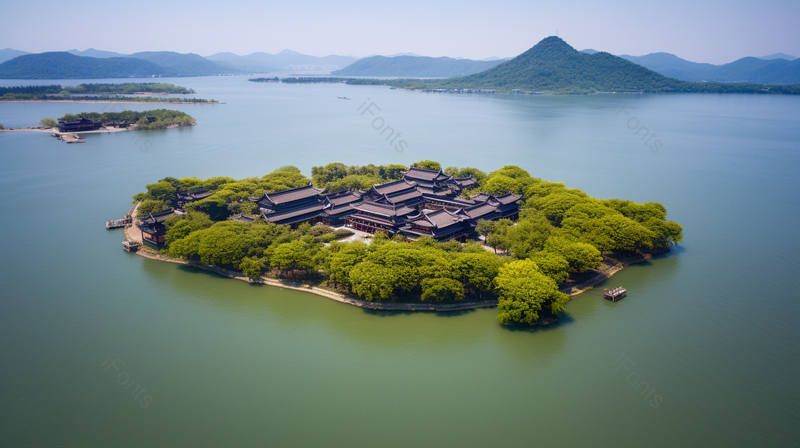 壮丽岛上古代建筑群古村落,高清,摄影图,摄影图片,图片大全,摄影图免费下载